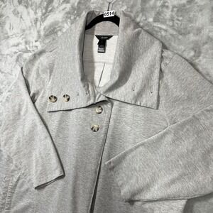 Ali Miles Tunic Jacket  2X Gray Asymmetric Button Neck Lagenlook Active Wear‎